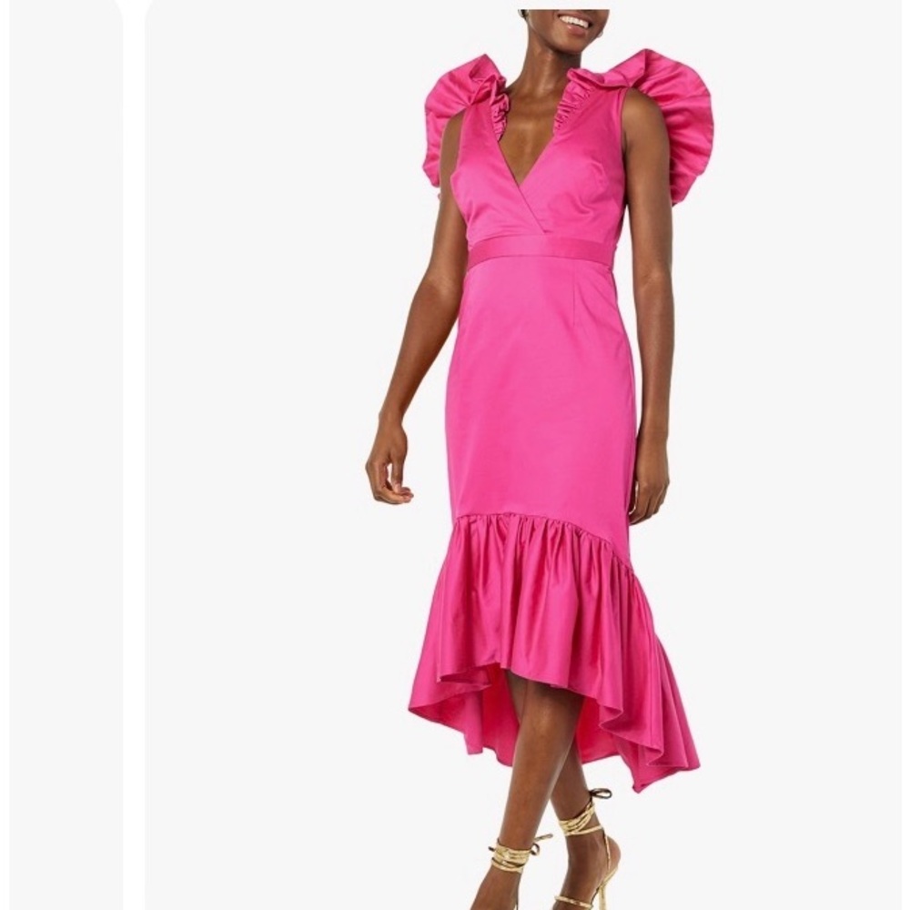 NWT Making The Cut magenta high low ruffles back tie dress size S,M,XXL